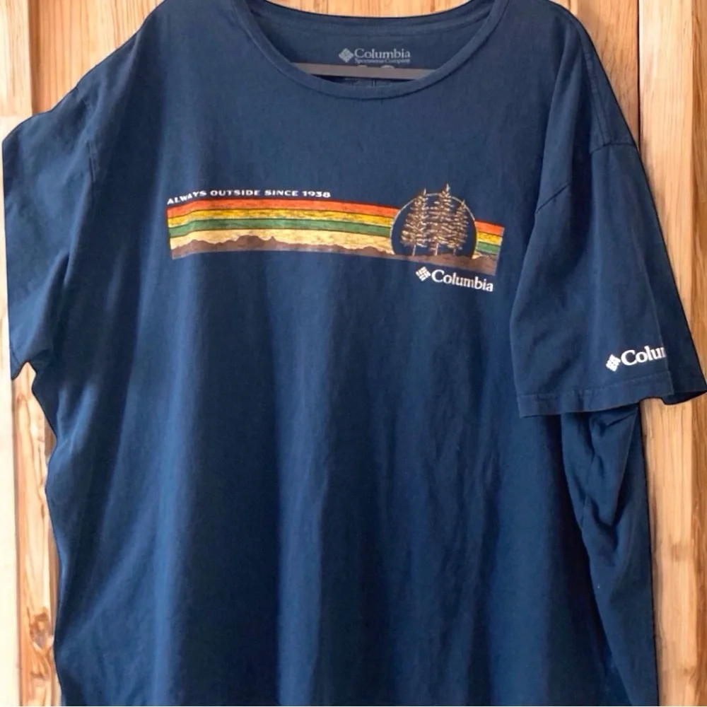 Columbia Sportswear "Always Outside" Graphic Tee | Navy Blue | Size 4X Big Tall - Picture 2 of 5